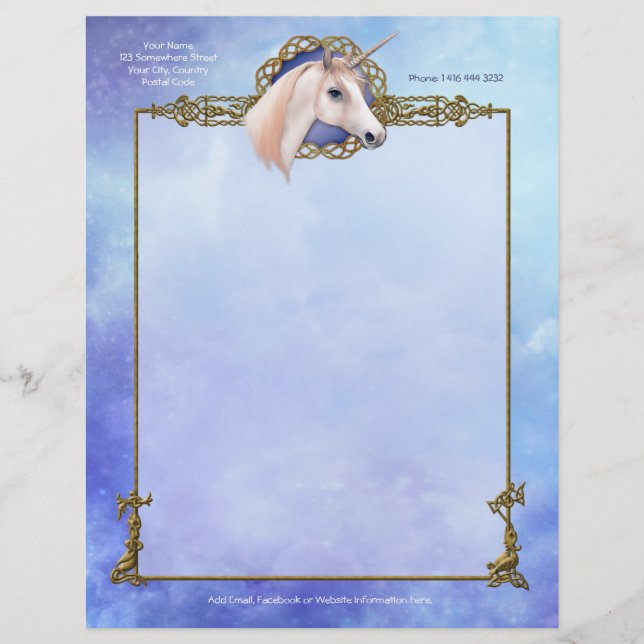 Unicorn Dreams Fantasy Letterhead (Front)