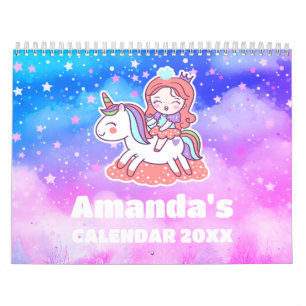 Unicorn Dreams Personalised Kids Calendar 2027