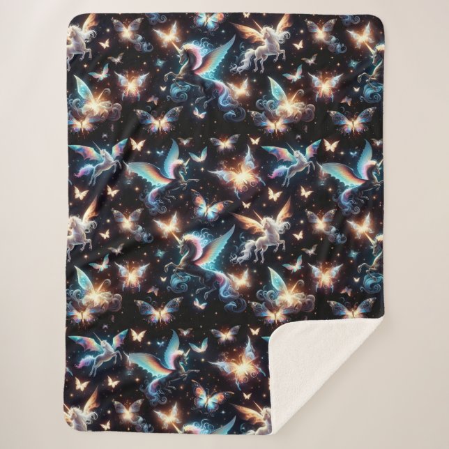 Unicorn Dreams Sherpa Blanket (Front)