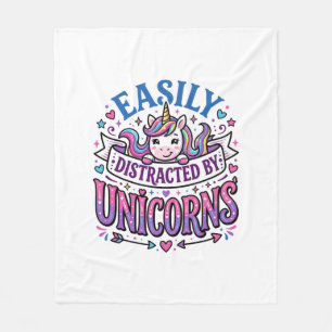 Unicorn Easily Distracted by Unicorns Commercial C Fleece Blanket