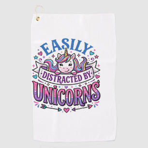 Unicorn Easily Distracted by Unicorns Commercial C Golf Towel
