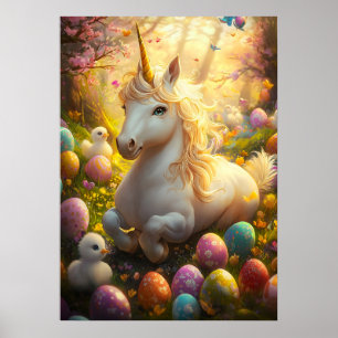 Unicorn Easter Egg Fantasy Poster