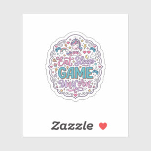 Unicorn Eat Sleep Game Unicorn Playful Print on De