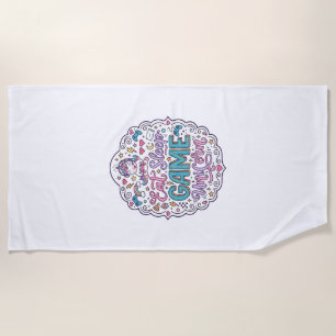 Unicorn Eat Sleep Game Unicorn Playful Print on De Beach Towel