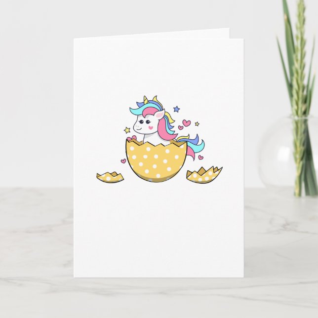 Unicorn Egg Easter Cute Kids Girls Holiday Card (Front)