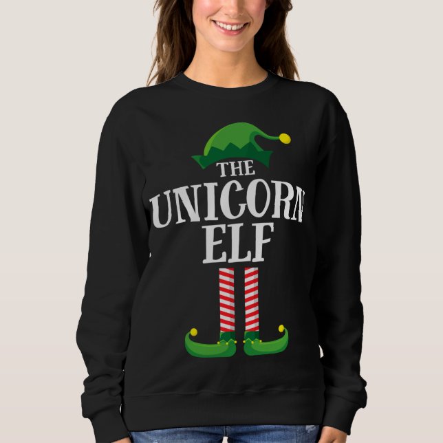 Unicorn Elf Matching Family Christmas Party Sweatshirt (Front)