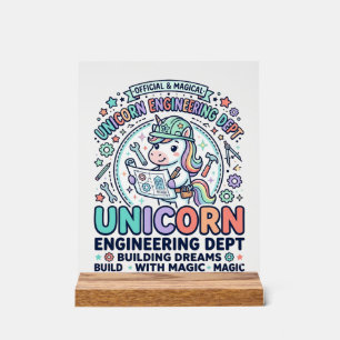 Unicorn Engineering Dept Bold Typography T-Shirt D Acrylic Sign