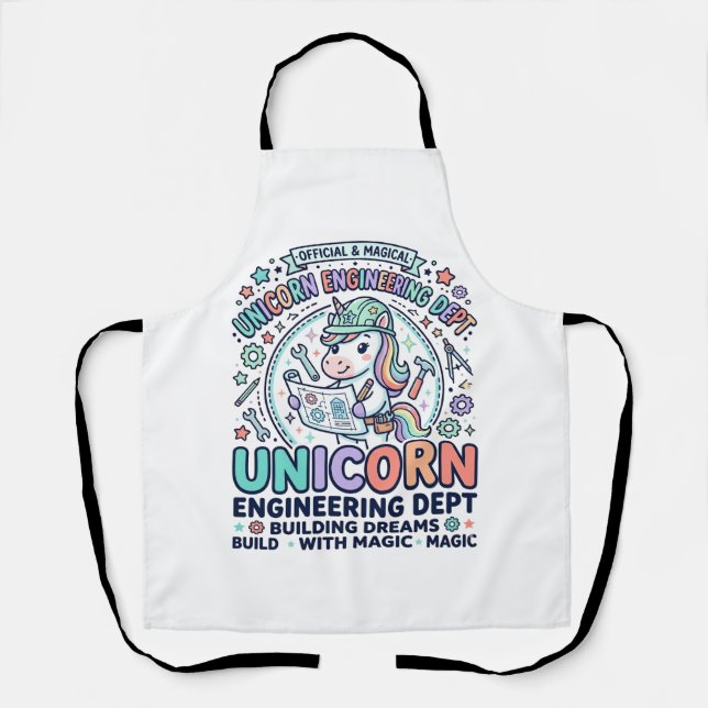 Unicorn Engineering Dept Bold Typography T-Shirt D Apron (Front)