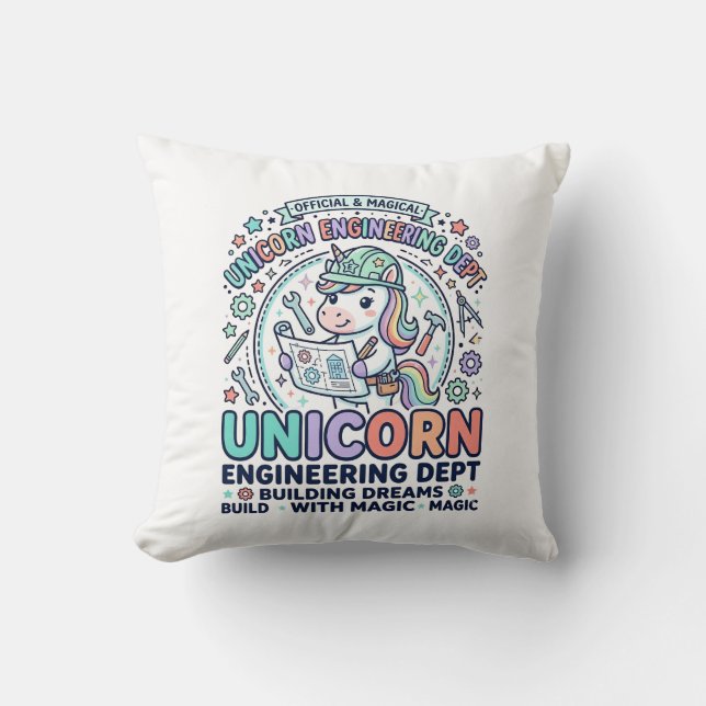 Unicorn Engineering Dept Bold Typography T-Shirt D Cushion (Front)