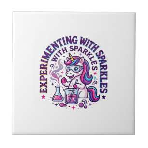 Unicorn Experimenting with Sparkles Commercial Cut Ceramic Tile