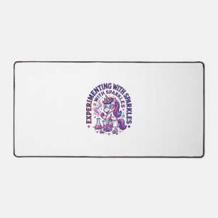 Unicorn Experimenting with Sparkles Commercial Cut Desk Mat