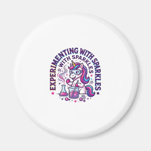 Unicorn Experimenting with Sparkles Commercial Cut Magnet