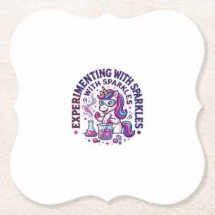 Unicorn Experimenting with Sparkles Commercial Cut Paper Coaster
