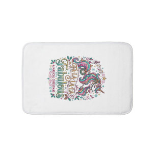 Unicorn Fa La La La Fabulous White Background Cute Bath Mat