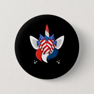 Unicorn Face 4th Of July Cute Girls Kids Teens  6 Cm Round Badge