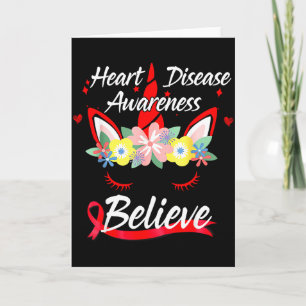 Unicorn Face Believe Heart Disease Awareness Card