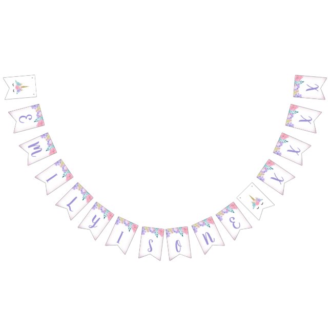 Unicorn Face Birthday Banner Personalised (All)