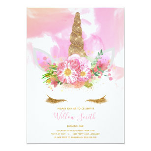 Unicorn Face Birthday Invitation