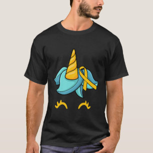 Unicorn Face Childhood Cancer Awareness Ribbon War T-Shirt