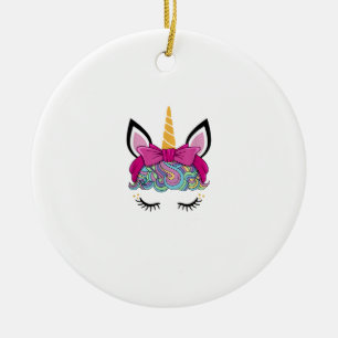 Unicorn Face Costume Magical Birthday Gift for Gir Ceramic Ornament