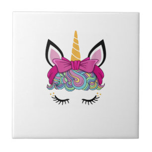 Unicorn Face Costume Magical Birthday Gift for Gir Ceramic Tile