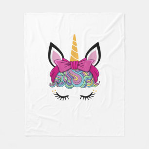 Unicorn Face Costume Magical Birthday Gift for Gir Fleece Blanket