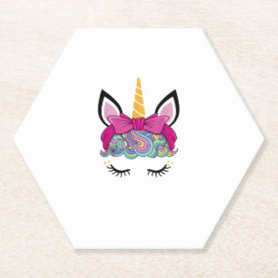 Unicorn Face Costume Magical Birthday Gift for Gir Paper Coaster