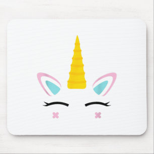 Unicorn Face Cute Eyelashes Smile Halloween Costum Mouse Pad