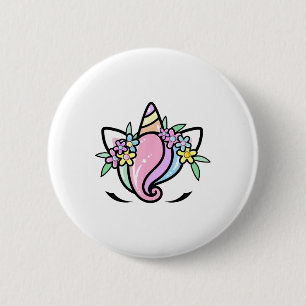 Unicorn Face Cute Eyelashes Sunday Easter Flowers 6 Cm Round Badge
