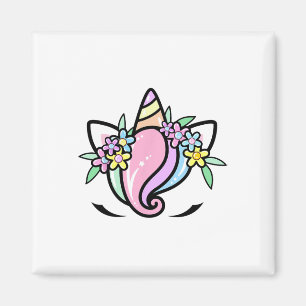 Unicorn Face Cute Eyelashes Sunday Easter Flowers  Magnet