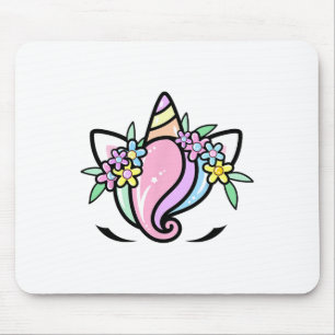 Unicorn Face Cute Eyelashes Sunday Easter Flowers Mouse Pad