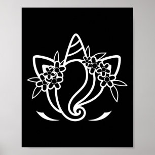 Unicorn Face Cute Eyelashes Sunday Easter Flowers  Poster