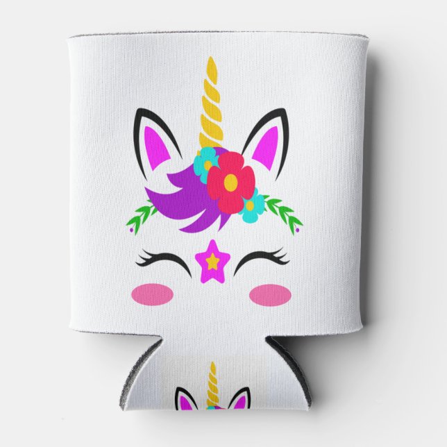 Unicorn Face Design Can Cooler (Front)