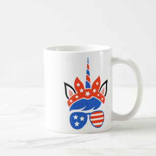 Unicorn Face Eyelashes Gles 4th Of July Independen Coffee Mug