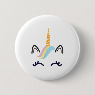 Unicorn Face Eyelashes Smile Halloween Costume Cut 6 Cm Round Badge