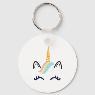 Unicorn Face Eyelashes Smile Halloween Costume Cut Key Ring