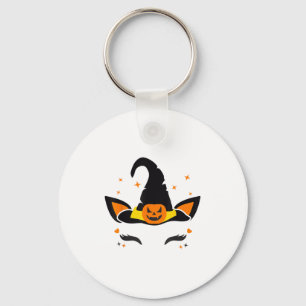 Unicorn Face Eyelashes Witch Pumpkin Scary Hallowe Key Ring