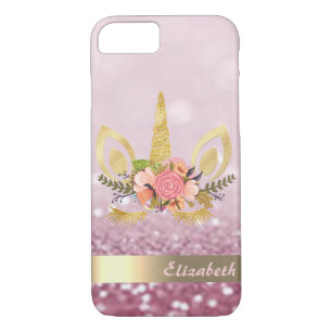 Unicorn Face Glitter Bokeh - Personalised iPhone 8/7 Case