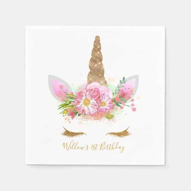 Unicorn Face Paper Napkin (Front)