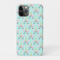 Unicorn Face Pastel Bright Golden Horn Flowers