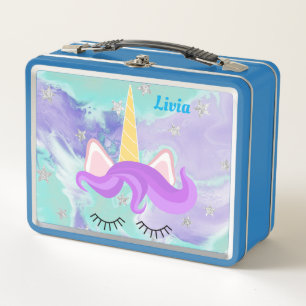 Unicorn face Personalised  metal lunch box