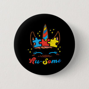 Unicorn Face Puzzle Autism Awareness Asl Girls Gif 6 Cm Round Badge