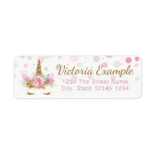 Unicorn Face Return Address Labels
