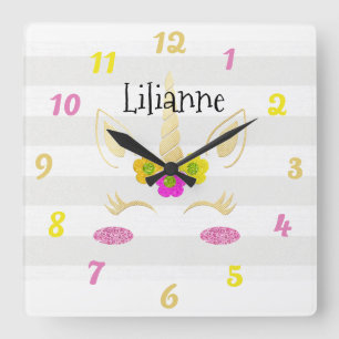 Unicorn Face Square Wall Clock