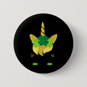 Unicorn Face St Patrick's Day Irish Girls Kids 6 Cm Round Badge