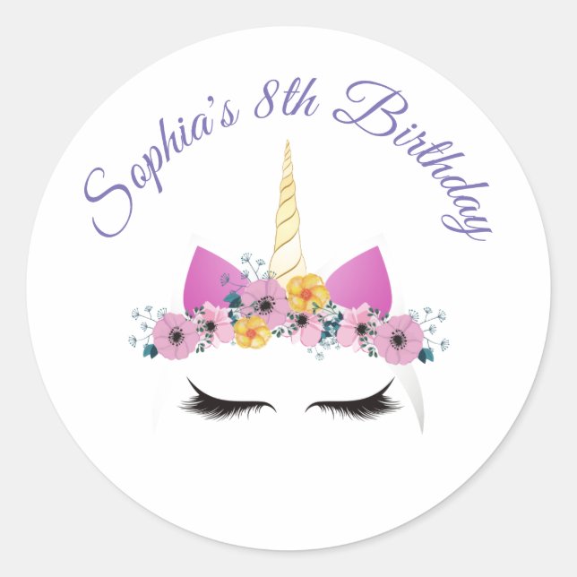 Unicorn Face Sticker for children, Customisable (Front)