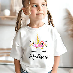 Unicorn Face With Eyelashes Personalised Name T-Shirt