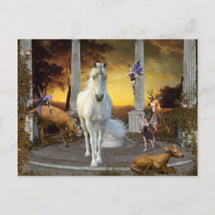 Unicorn Fairy Fantasy Deer Landscape Postcard