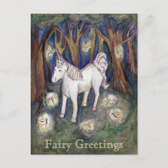 Unicorn Fairy Greeting Customised Postcards (Front)