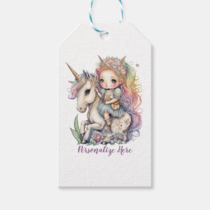Unicorn Fairy Princess Rainbow Colours Personalise Gift Tags